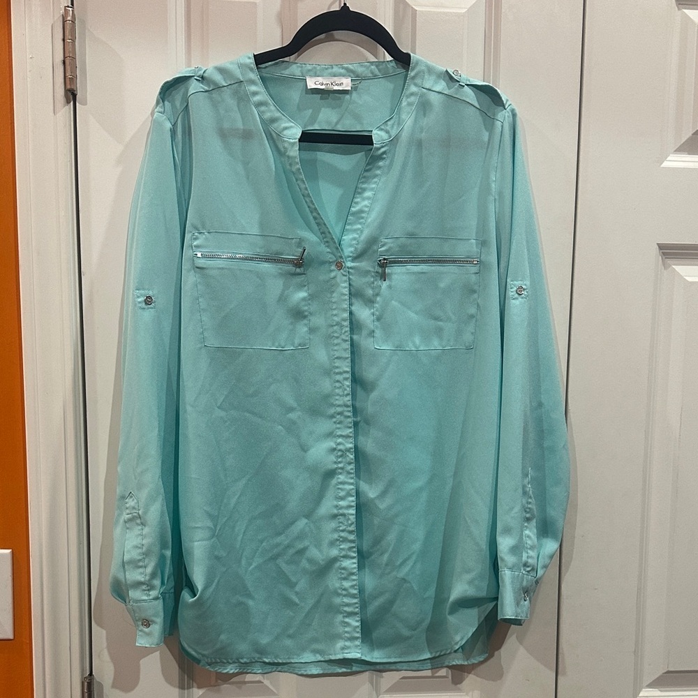 NWOT Calvin Klein Women's Teal Blouse size L